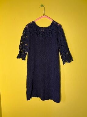 ASOS Navy Crochet Knit Midi Dress